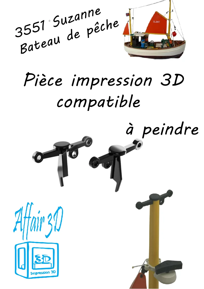 3551 Custom compatible Playmobil en 3D - 2 hauts de mats bateau Suzanne