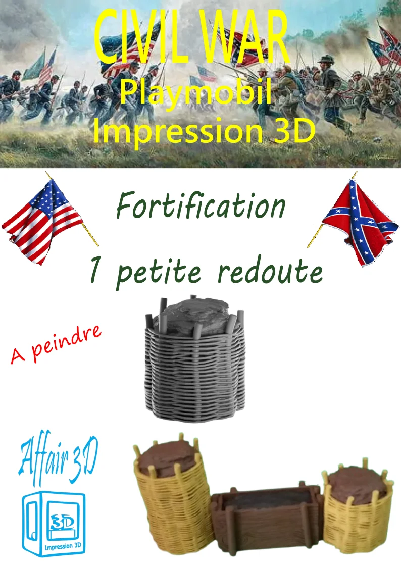 Custom Playmobil ACW 3D - 1 petite redoute - fortification - rempart