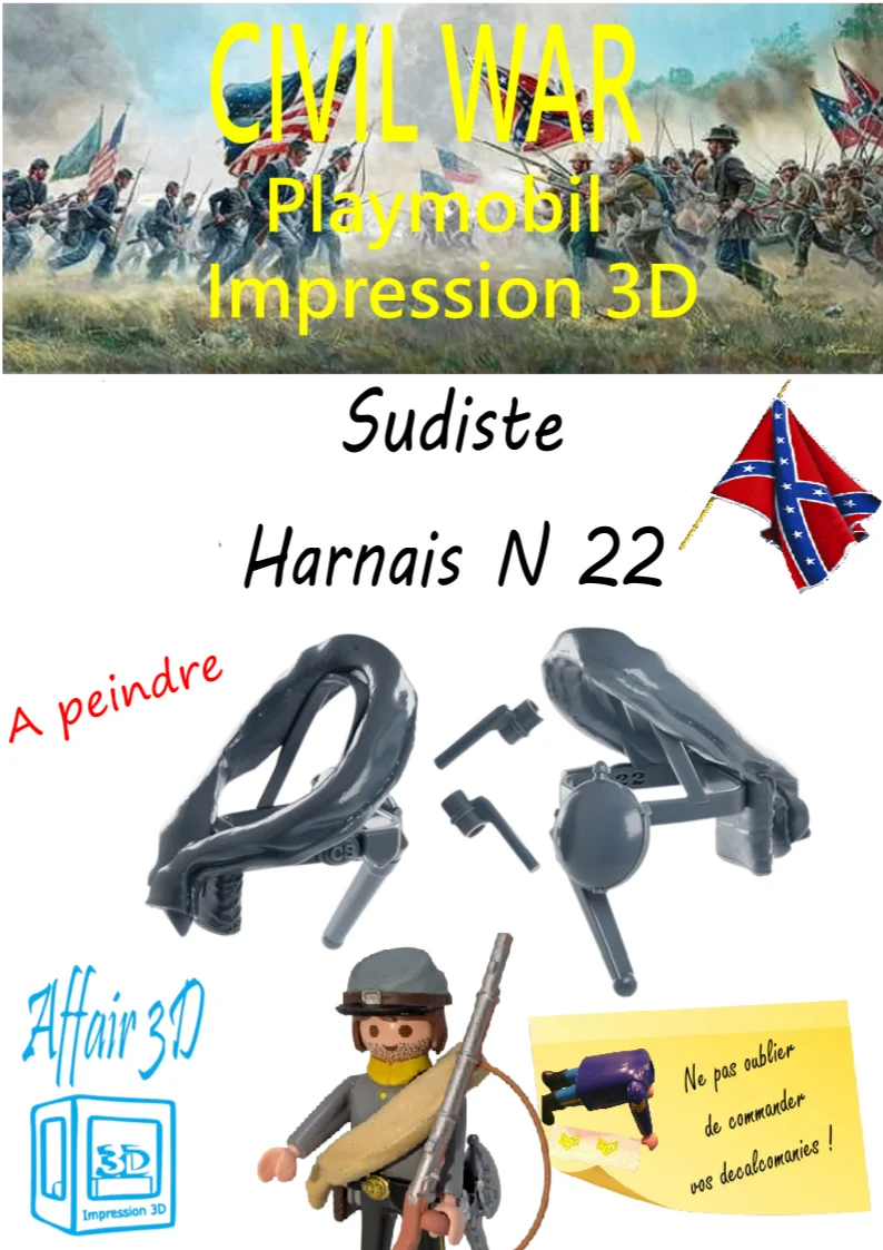 Custom Playmobil ACW en impression 3D - Sudiste soldat - harnais 22