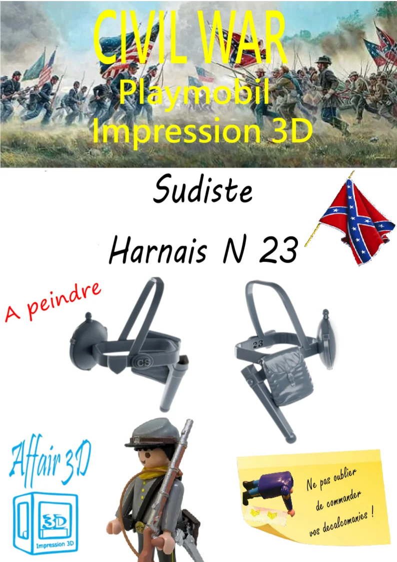 Custom Playmobil ACW en impression 3D - Sudiste soldat - harnais 23