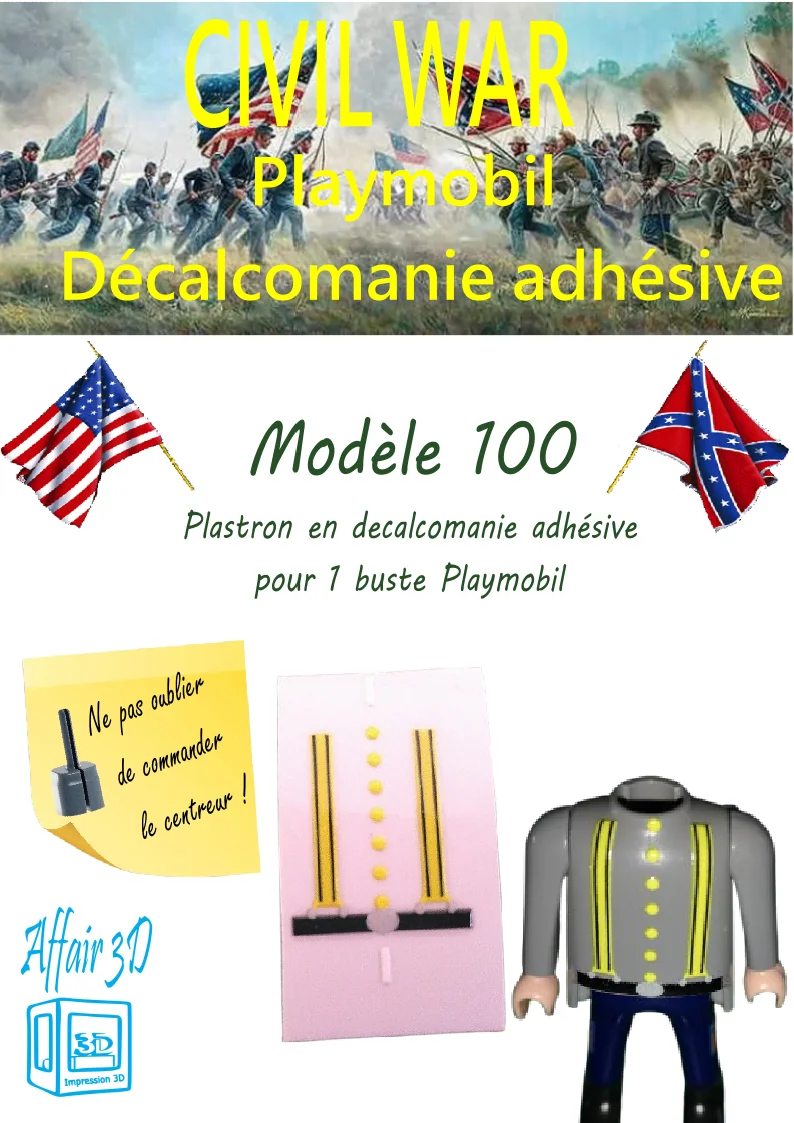 Custom Playmobil Décalcomanie adhésive - ACW - 1900 - plastron jaune 100