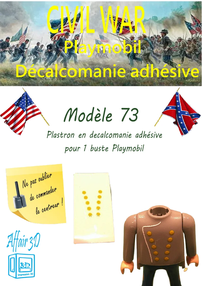 Custom Playmobil Décalcomanie adhésive - ACW - 1900 - plastron jaune 2 N73