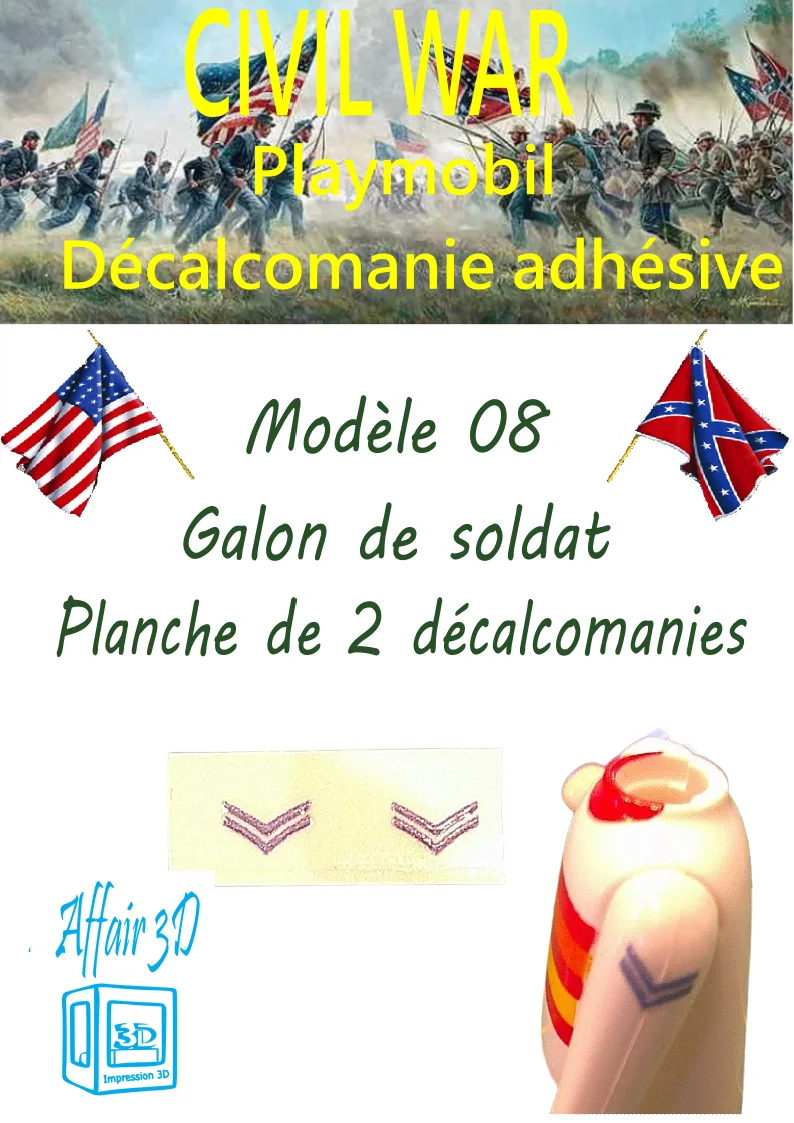 Custom Playmobil Décalcomanie adhésive - ACW - Galons bleu 008