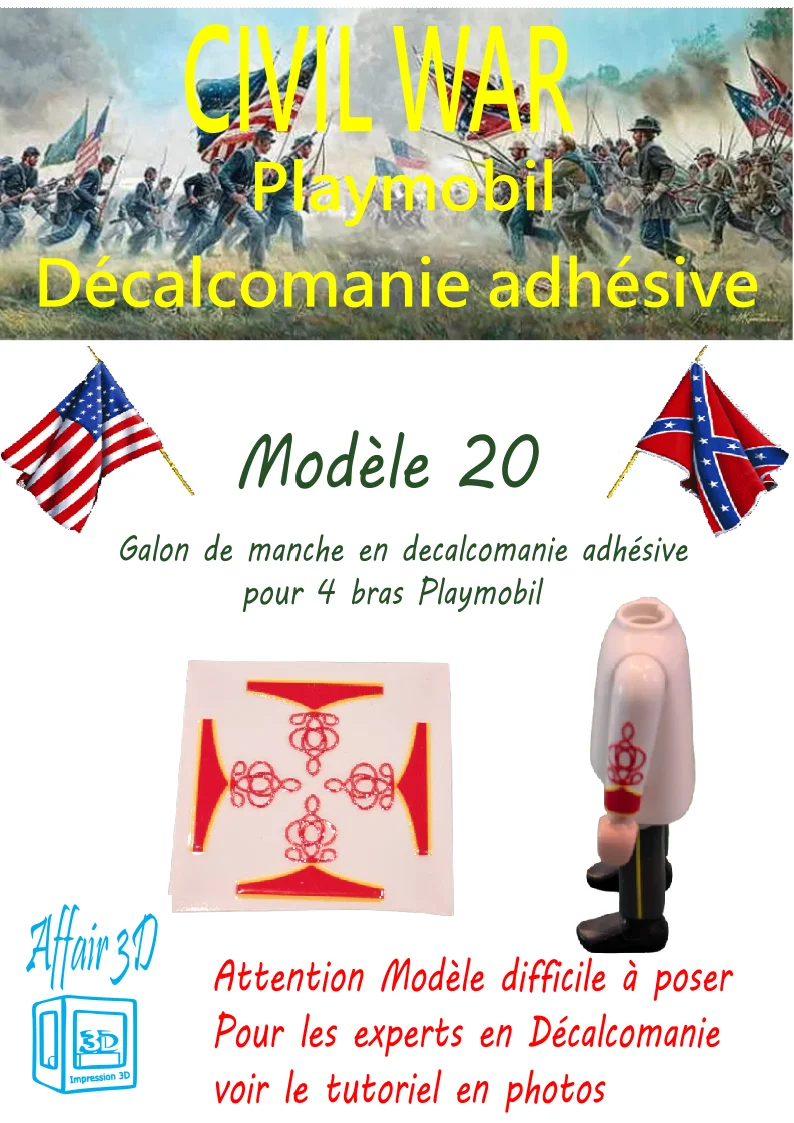 Custom Playmobil Décalcomanie adhésive - ACW - Galons de manche 020