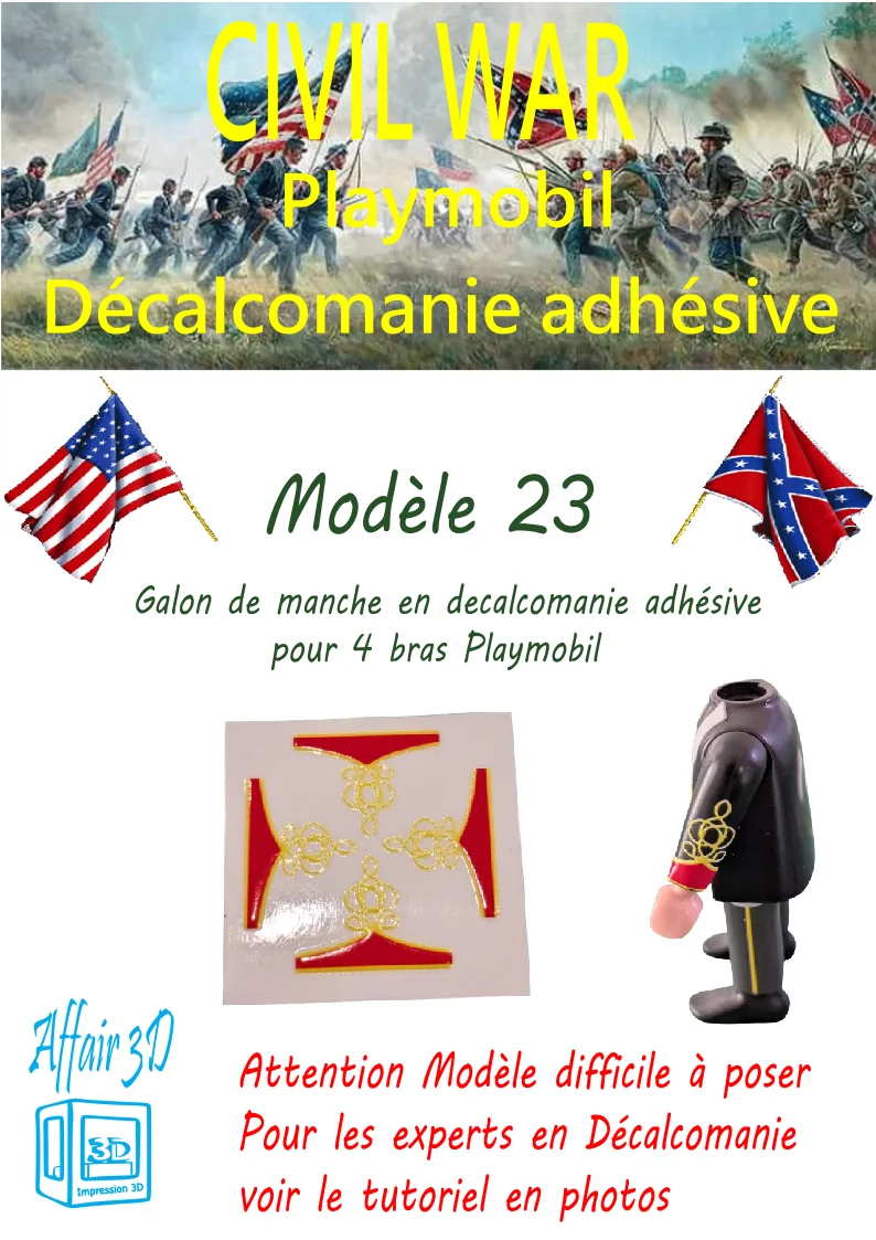 Custom Playmobil Décalcomanie adhésive - ACW - Galons de manche 023