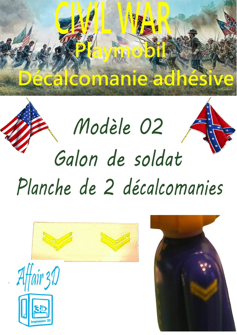 Custom Playmobil Décalcomanie adhésive - ACW - Galons jaune 002