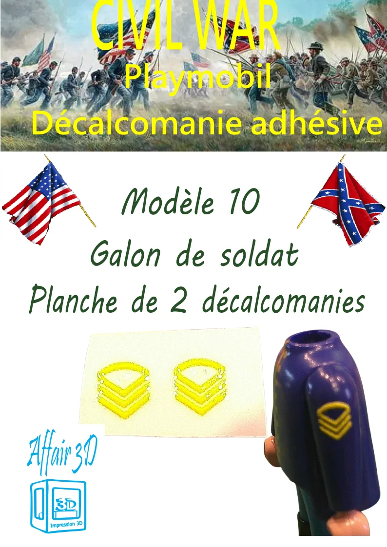 Custom Playmobil Décalcomanie adhésive - ACW - Galons jaune 010