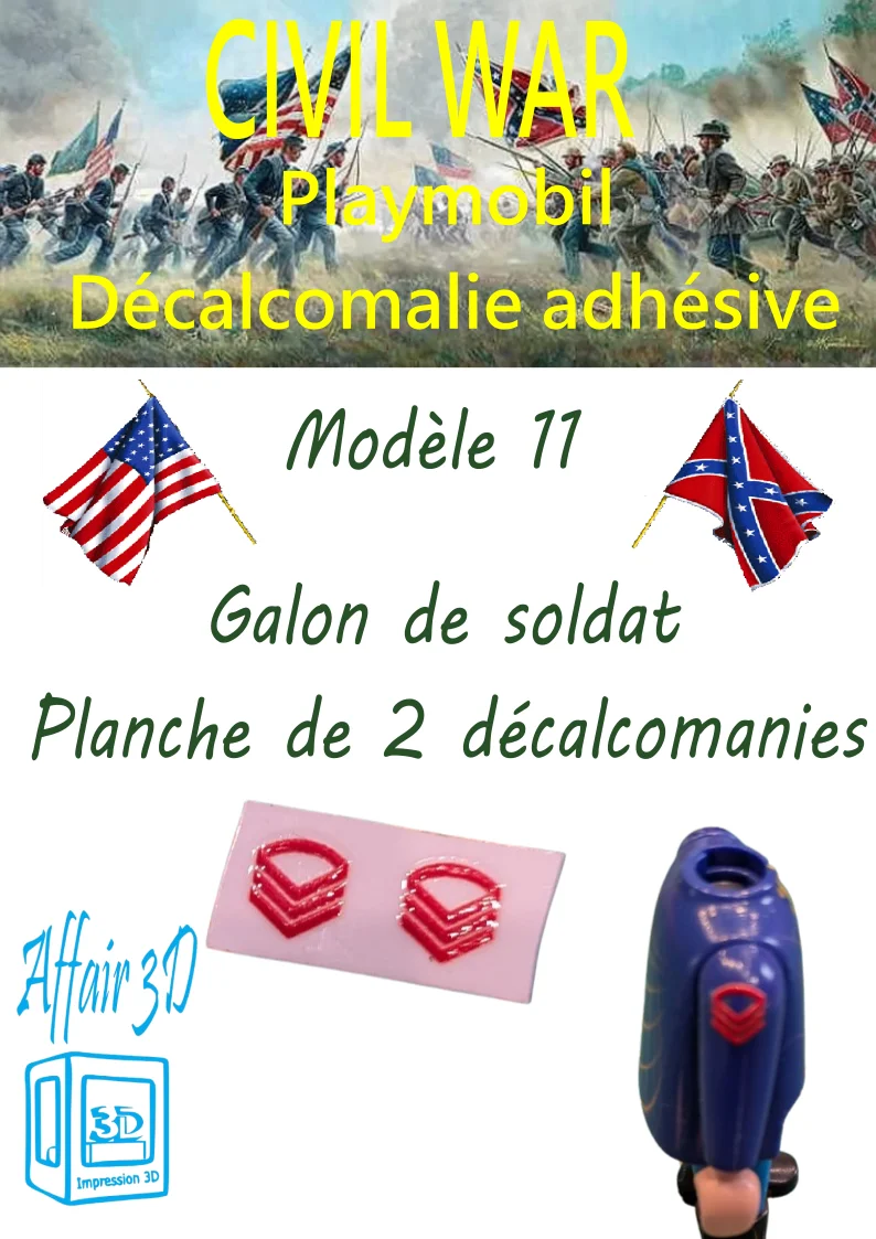 Custom Playmobil Décalcomanie adhésive - ACW - Galons rouge 011