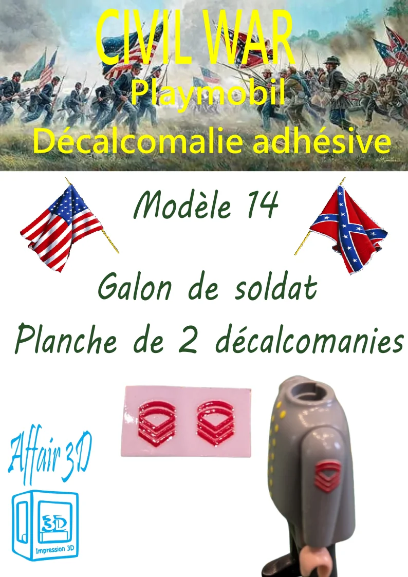 Custom Playmobil Décalcomanie adhésive - ACW - Galons rouge 014