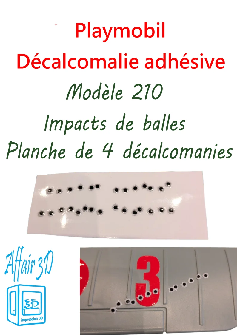 Custom Playmobil Décalcomanie adhésive - impacts de balles N 210