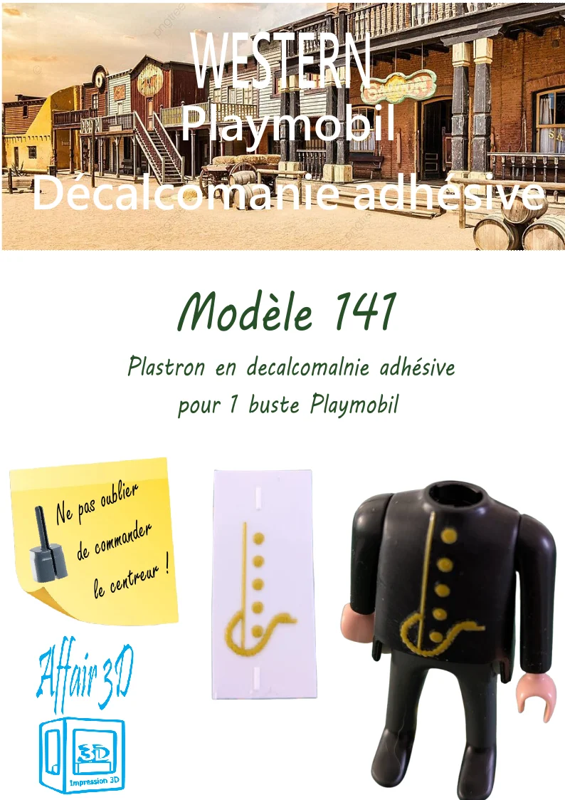Custom Playmobil Décalcomanie adhésive - Plastron Western - 1900 - train N 141