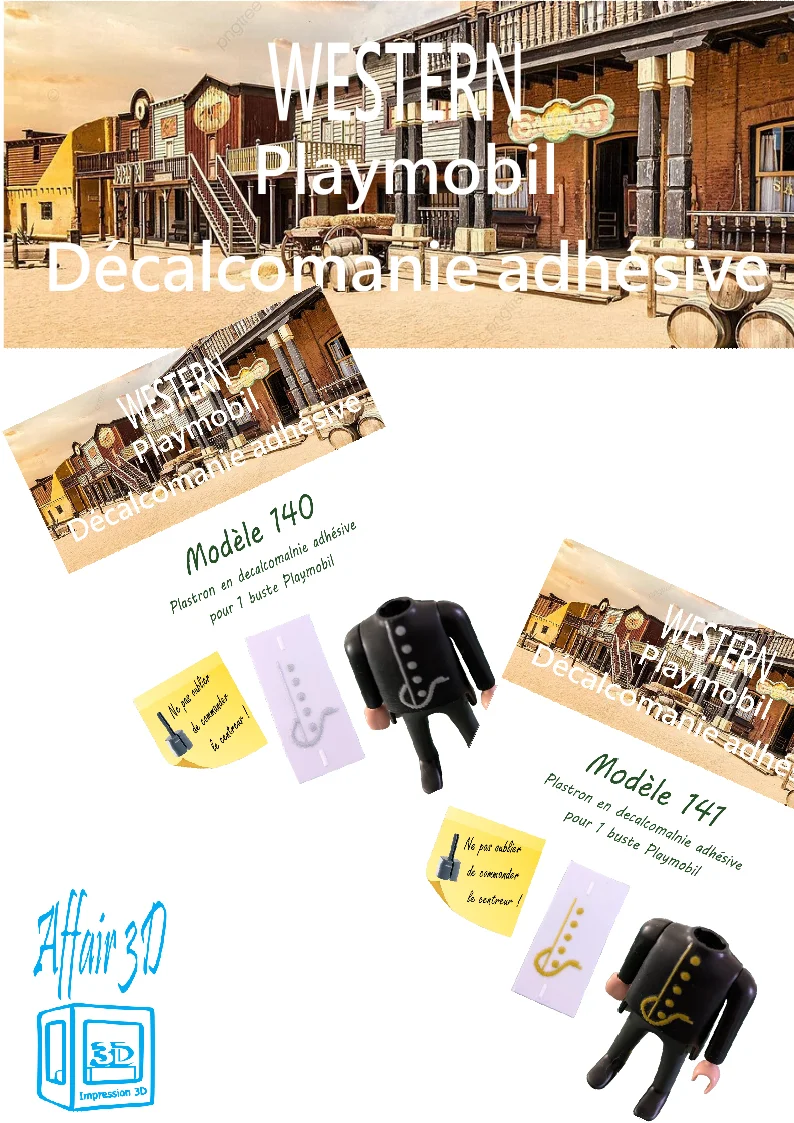 Custom Playmobil Décalcomanie adhésive - Plastron Western - 1900 - train N 141