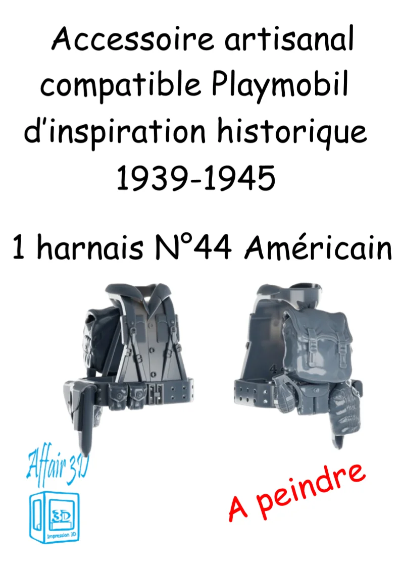 custom Playmobil WW2 (thème historique 1939-1945) - harnais Américain N44