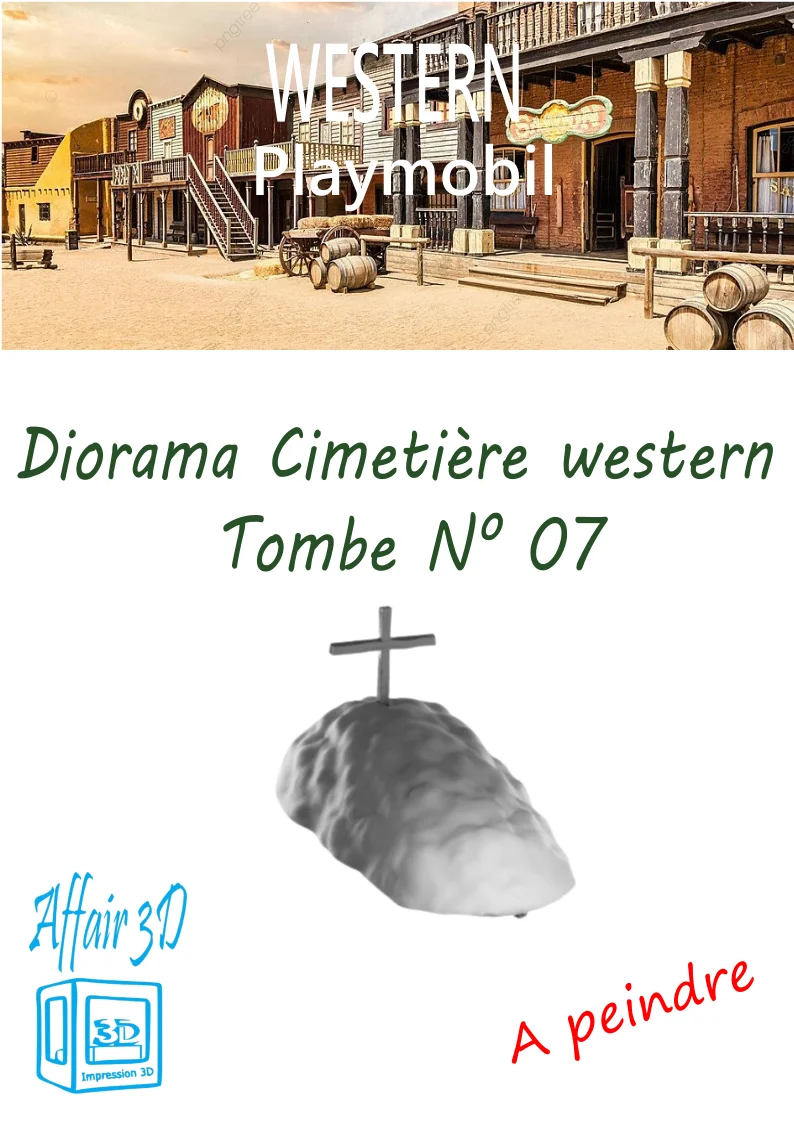 Custom western compatible Playmobil en 3D - 1 tombe diorama N 07