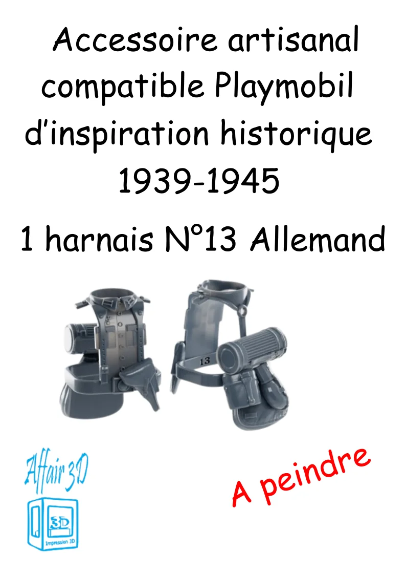 custom WW2 Playmobil (thème historique 1939-1945) - 1 harnais N 13 - Allemand