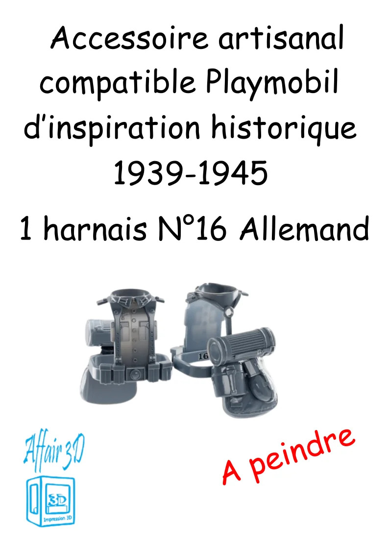 custom WW2 Playmobil (thème historique 1939-1945) - 1 harnais N 16 - Allemand
