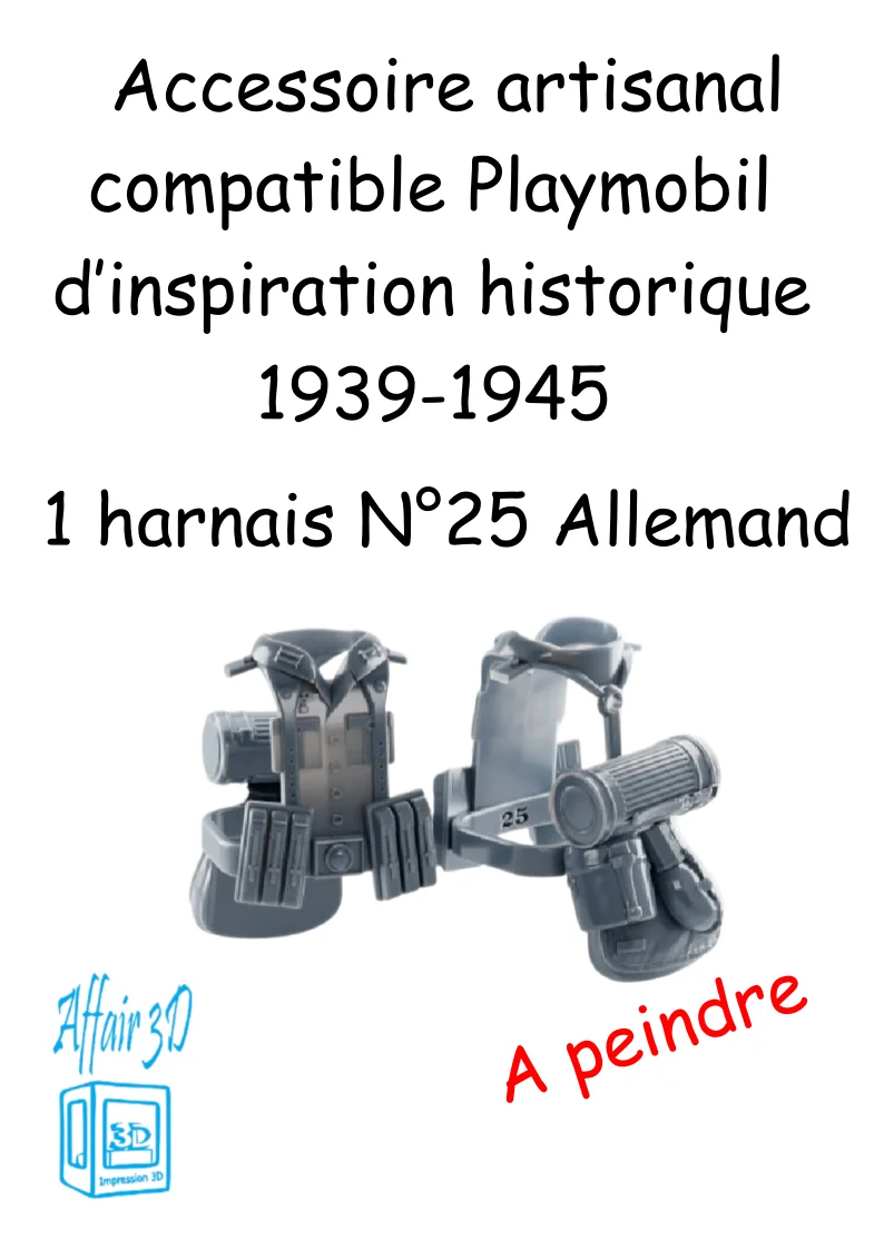 custom WW2 Playmobil (thème historique 1939-1945) - 1 harnais N 25 - Allemand