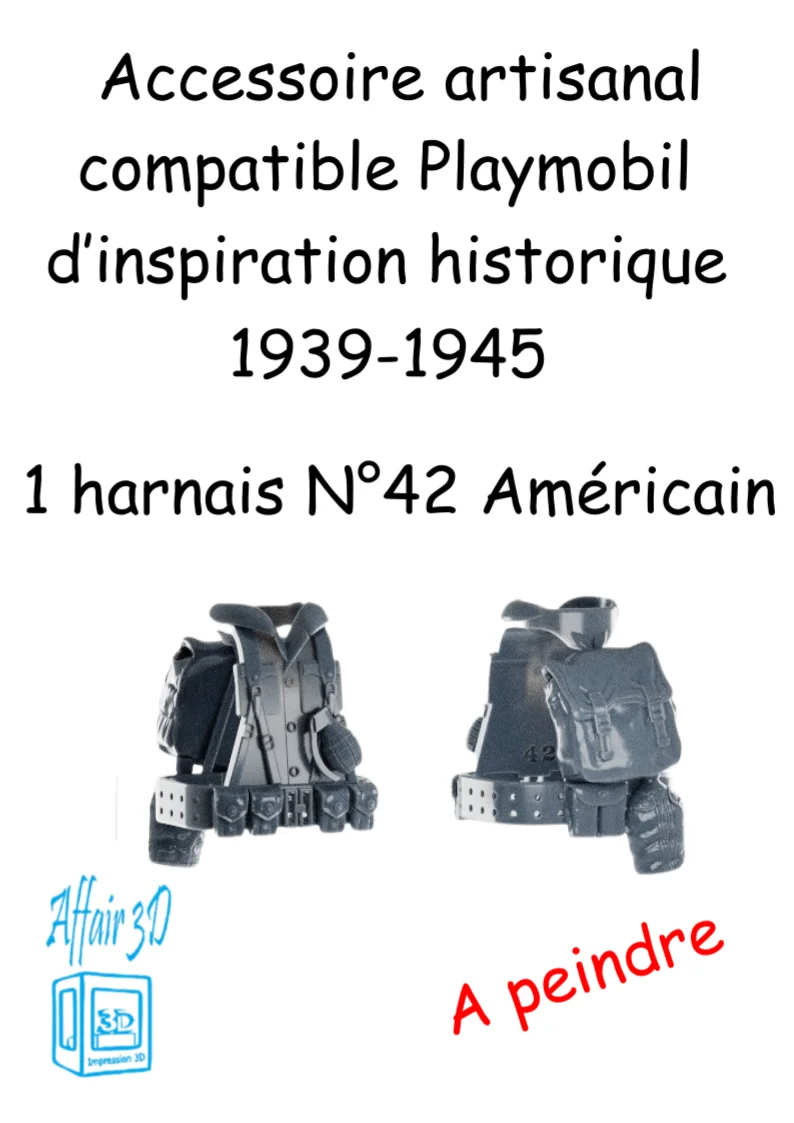 custom WW2 Playmobil (thème historique 1939-1945) - harnais Américain N42