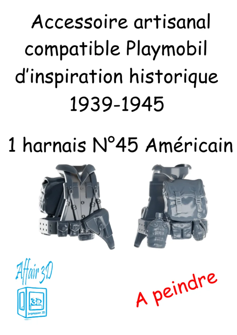 custom WW2 Playmobil (thème historique 1939-1945) - harnais Américain N45