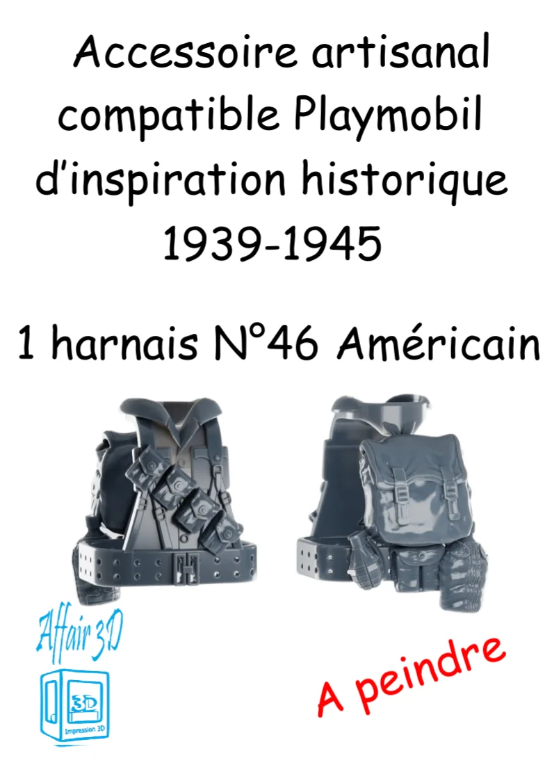 custom WW2 Playmobil (thème historique 1939-1945) - harnais Américain N46