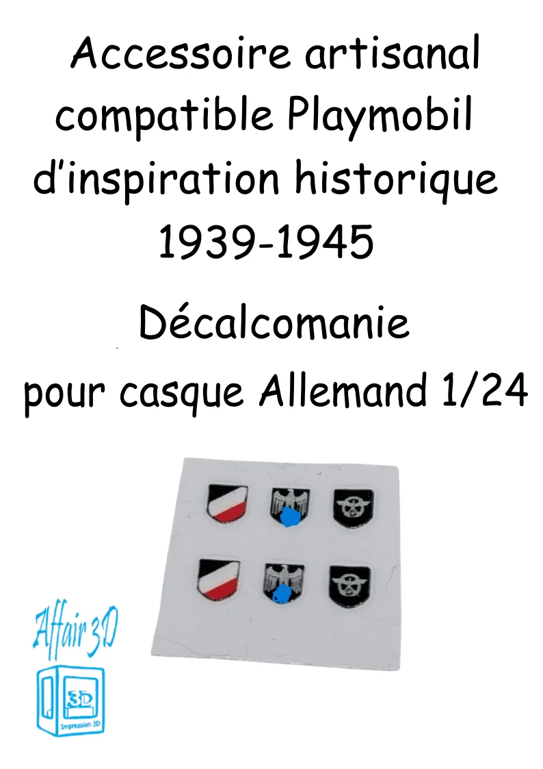 custom WW2 Playmobil (thème historique 39-45) - décalcomanie casque Allemand