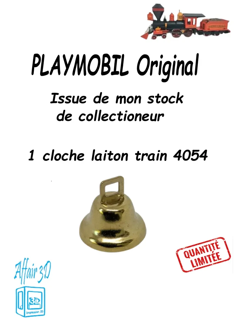 Pièce originale Playmobil train western - 1 cloche originale en laiton 4054