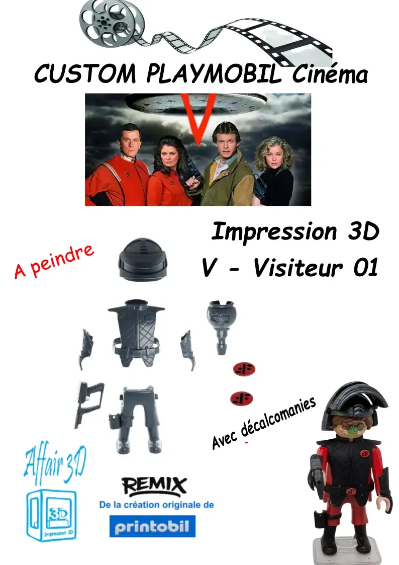 Custom Playmobil Cinéma en impression 3D - 1 kit V - Visiteur - Alien - N 01